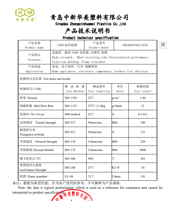 增強(qiáng)阻燃尼龍物性表